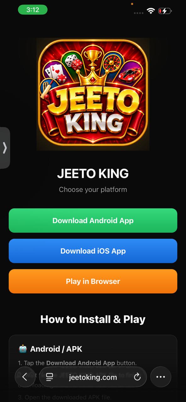 Step 1: Open the JEETO KING installation page