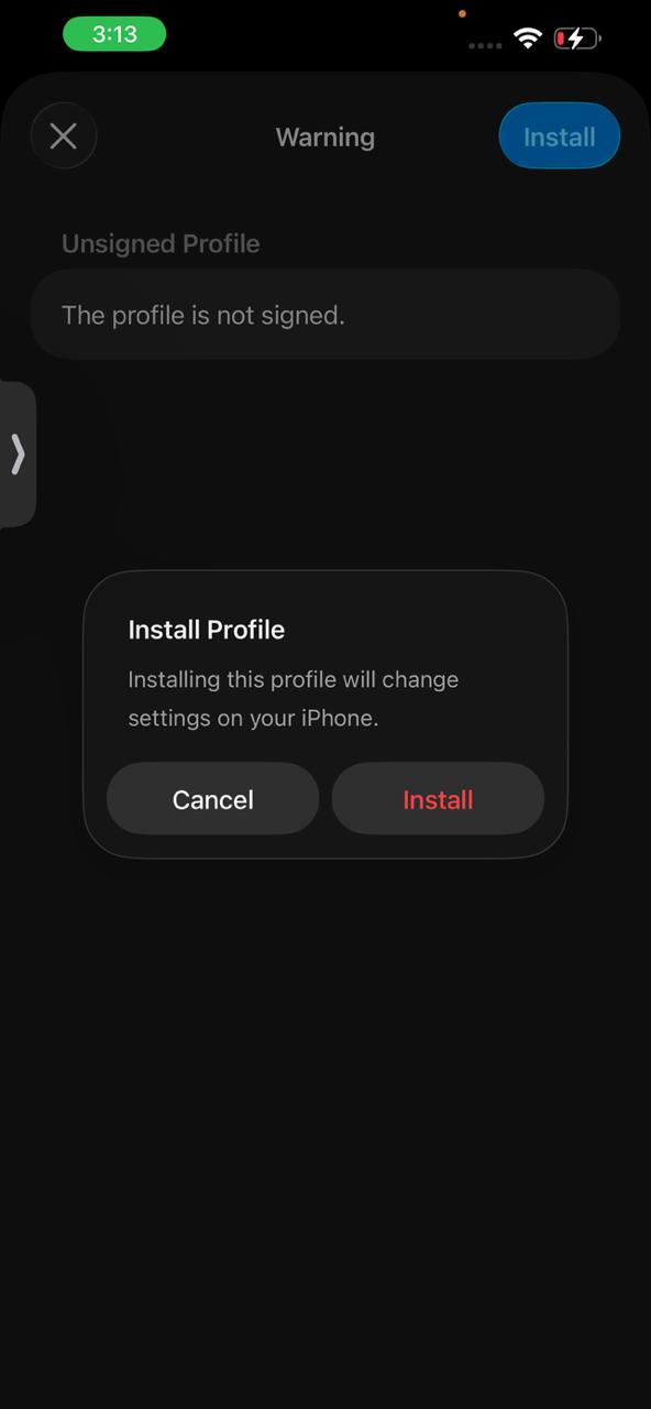 Step 7: Confirm installation of the profile